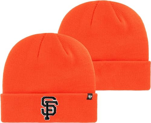 47 MLB Mütze mit Primär-Logo, Unisex, für Erwachsene, gestrickt, Primär-Logo, alternatives Beanie-Mütze, kaltes Wetter, Einheitsgröße, San Francisco Giants Orange, Einheitsgr��e