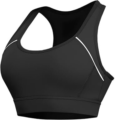 Sports Bras Women High Impact, Seamless Racer Back Padded Support Comfort Bra Adjustable Black(M)