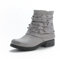 Pogolino Damen Stiefeletten Nieten Biker Boots mit Reißverschluß flach bequem Stiefel ST016 Grau 41