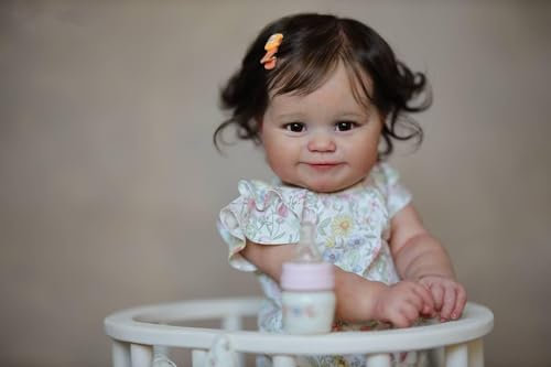 Anano Reborn Baby Puppen Maddie 24-Zoll Neugeborene Baby Puppe, die echte Silikon Vinyl Baby Puppe mit Hand Wurzelhaar Geschenk für Kinder Alter 3+