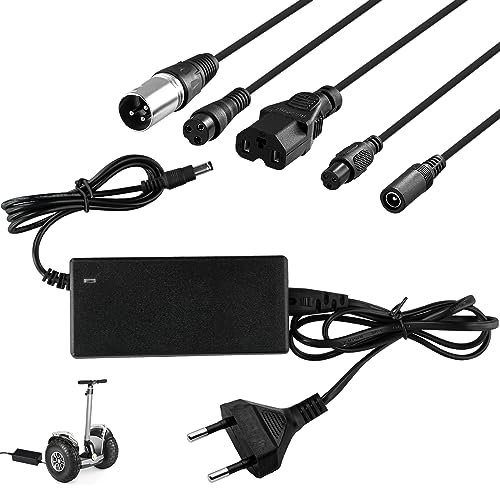 Chargeur universel pour trottinette électrique, 42 V, 2 A, chargeur pour scooter compatible avec Hoverboard, scooter électrique et carte de dérivation, comprend 6 connecteurs