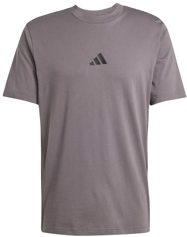 adidas Herren Essential Three Stripes Single Jersey Tee, Grey strata/Black, M