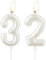 Pearl White Birthday Candle, White Happy Birthday Number 32 Candle, Cake Candle Topper for Girls, Wedding Anniversary Commemoration