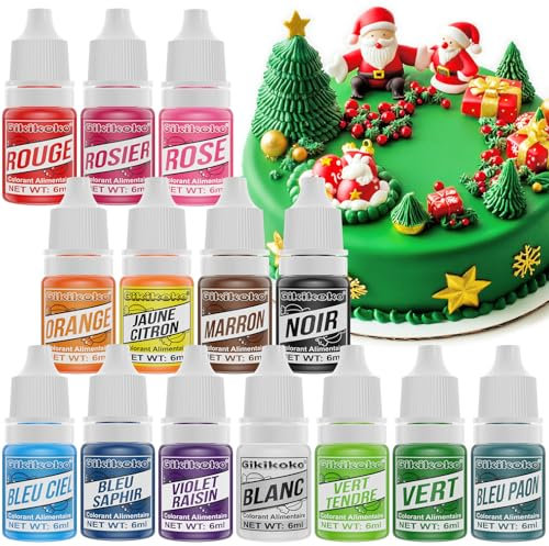 Colorant Alimentaire Gel - 14 Couleurs Colorants Alimentaires Concentré, Colorant Gel Alimentaire, pour Cuisson Gâteaux Fondant Biscuits Macarons Slime Bricolage - 6ml