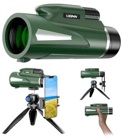 AiMeiteng Telescopio monocular para movil, Prismáticos monocular 12x50, Monoculo telescopico, para Adultos y niños con Soporte para de Aves para Observación de Aves y Vida Silvestre