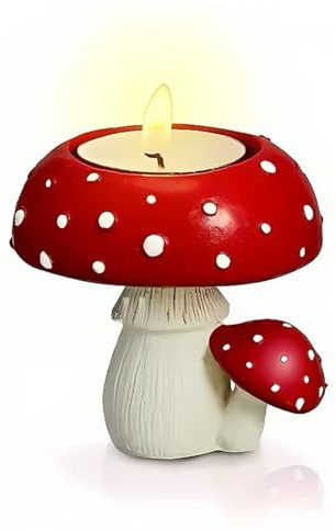 Marooma Niedlicher Pilz-Kerzenhalter, Teelichthalter für Herzstück, Pilz-Teelicht-Kerzenständer, Tischdekoration für Teelicht-Votivkerzen, Bauernhaus