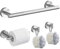 Hoomtaook 4 Pièces Porte Serviette Set Montage Mural Inclus Inoxydable Porte Serviettes 40cm, Porte Papier Toilette,2 Crochet Porte Serviettes et Crochet, Nickel brossé