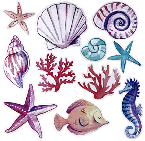 Sea Life Fensteraufkleber, Ozean, 3D-Schildkröte, Seepferdchen, Seestern, Koralle, Muschel, Sommer, Wandaufkleber, PVC, selbstklebend, abziehen und aufkleben, für Badezimmer, Zuhause, Kinderzimmer,