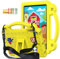 Dteck for iPad Mini 5th Generation/iPad Mini 4 3 2 1 Kids Case 7.9 with Kickstand/Handle, Built-in Pencil Holder, Animal/Car Cartoon Cute Shockproof Lightweight Hard Cover with Shoulder Strap, Yellow