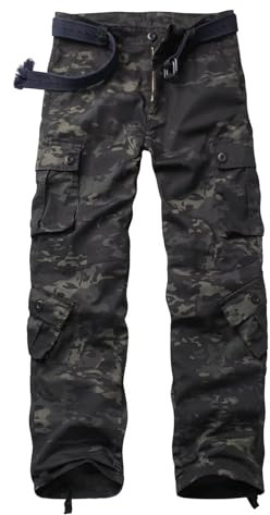 VATINNT Men's Cargo Trousers 8-Pocket Hiking Work Trousers | Camouflage Army Combat Trousers for Fishing, Camping and Casual Outdoor Activities No Belt