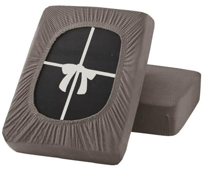 UNBBRRL Sofa sitzkissenbezug Stretch, rutschfest bezüge für Sofa mit Krawatten, sitzkissenbezug eckbank überzug Couch schoner Auflage (W(60-90cm),D(30-50cm),Taupe)