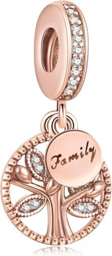Nbsameng - Pendentif original arbre de vie, pendentif en argent 925 avec zircon cubique 5A, pendentif arbre de vie en or rose pour Pandora et bracelets européens, boîte à bijoux
