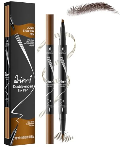 Eyebrow Pencil Light Brown, Microblading Eyebrow Pen Waterproof And Long-Lasting, Brow Pencil With Micro-4 Fork Tip, Precise Microblade Eyebrow Pen Duel-Ended 2 In 1 Naturally