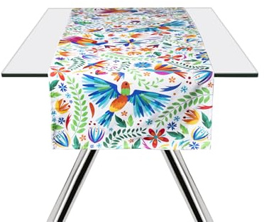 Excelsa Mexican Flowers Tischläufer, 100 % Baumwolle, 45 x 140 cm, Mehrfarbig
