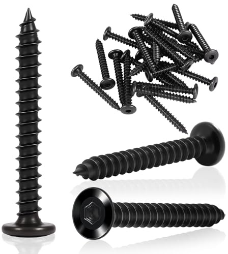 TXXATX M6x50mm Schrauben Schwarz Flachkopf 25 Stück Holzschrauben | Selbstschneidende, Schrauben Flachkopfschrauben, Flachkopf Innensechskantschrauben für Maschinenbau, Möbel, Installation