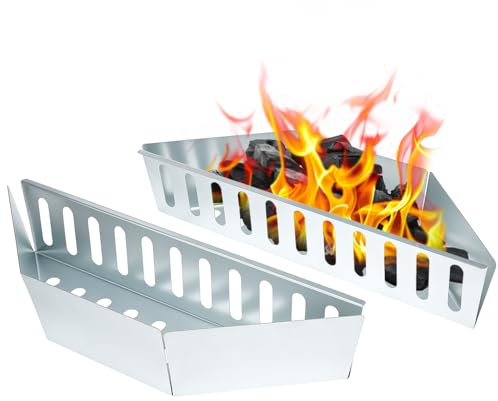 QWORK® 2 Pezzi cesti per carbonella, Supporto per combustibile in bricchette di carbonella, Compatibile con Barbecue a carbonella Weber da 47/57/67 cm