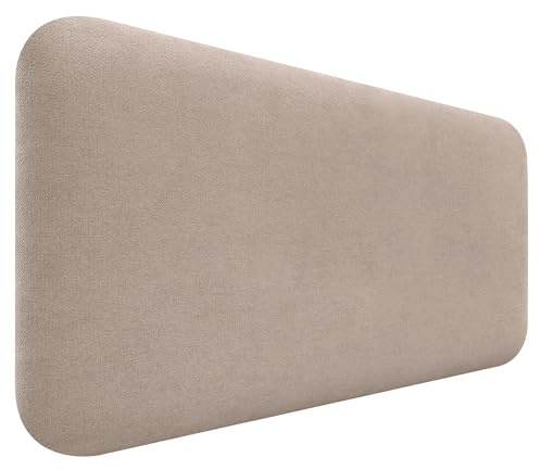 DHOME Testiera Imbottita Liscia Arrotondata in Tessuto Aqualine per Parete Acustica Testate Letto Fonoassorbenti Camera da Letto (Beige, 90cm)