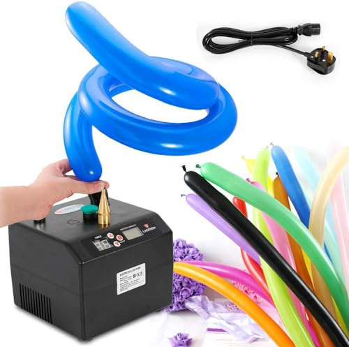 Electric Balloon Pump with Timer, Black Portable Inflator, Battery Powered, 14x14x17cm, for Party Events Decoration, with Carrying Case