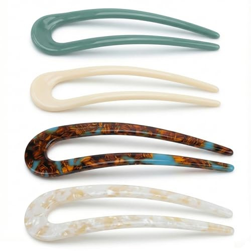 Horquillas francesas para el pelo, 4 horquillas para mujeres, pasadores franceses en forma de U, horquillas para el pelo grueso, moños, horquillas para mujeres y niñas, accesorios para el cabello (4