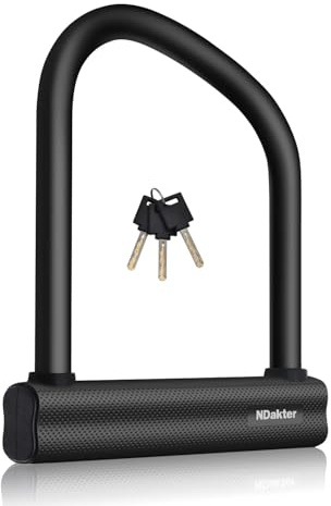 NDakter Bike Lock, 18mm Heavy Duty Bike D Lock with 3 Keys, Anti Theft Bicycle Lock for Electric Escooter, Motorcycle, Dirt-Bike, E Bike, Tri-Bike Wheel Lock Sturdy