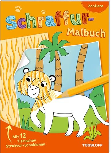 Schraffur-Malbuch. Zootiere: Mit 12 tierischen Muster-Schablonen, zum Ausmalen für Kinder ab 5 Jahren (Malbücher und -blöcke)