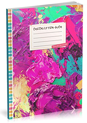 Checklisten-Buch: To Do Listen Planer | Ca. A5 Softcover | 70+ Seiten mit Titel, Datum & Register | Perfekt für Aufgaben zum Abhaken, Bucket Listen, Reiseplaner uvm. | Motiv „Farbkleckse“