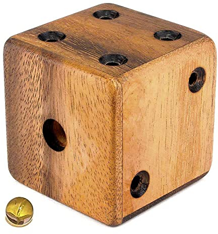 Logica Spiele Art. Labyrinth Würfel - 3D Denkspiel aus Edlem Holz - Schwierigkeit 4/6 Extrem - Knobelspiel - Geduldspiel - Leonardo da Vinci Kollektion