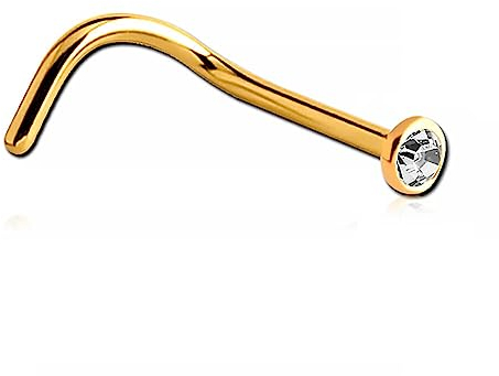 Inoki - Stud de nez plaqué or 18k cristal autrichien 2.25mm - Tige 0.8 mm, Long. 6.5 mm, Élém. 2.35 mm - Cristal