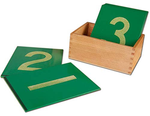 New Sky Enterprises Montessori Sandpaper Numbers Math Material Wooden Card with Container Box for Toddler Kids Early Development Education Aids