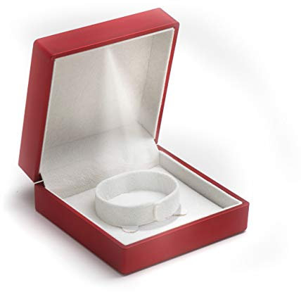 ANDANTE Geschenkbox Schmuckbox mit LED Beleuchtung für Uhr Armband Kette - Rot - 10 x 10 x 4.6 cm