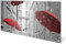 banjado® Wandgarderobe aus Echtglas/Design Garderobe 80x40x6 cm groß/Flurgarderobe mit 5 Haken/Magnetisches Garderobenpaneel Motiv Rote Schirme