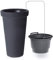 rg-vertrieb Blumenkübel Pflanztopf Blumentopf Pflanzkübel Tower Ø 48cm mit Einsatz Höhe 79cm Anthrazit