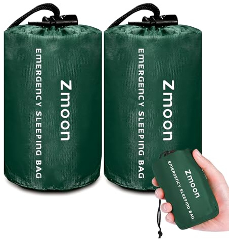 Zmoon Emergency Sleeping Bag 2 Pack Lightweight Survival Sleeping Bags Thermal Bivy Sack Portable Emergency Blanket for Camping, Hiking, Outdoor, Activities