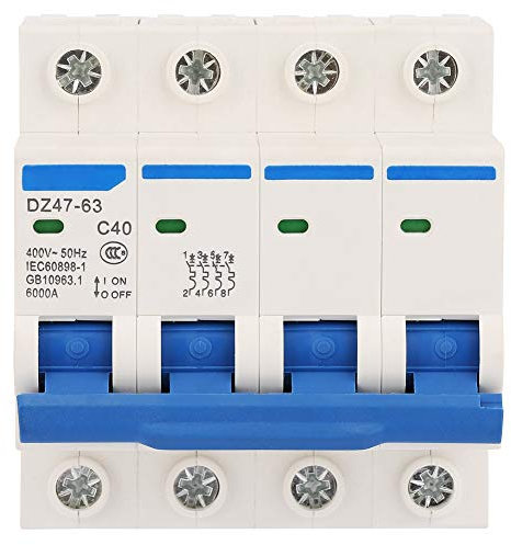 Akozon Disjoncteur différentiel de courant Disjoncteur miniature DZ47-63 4P 40A 400V 50Hz Disjoncteur de fuite à la terre