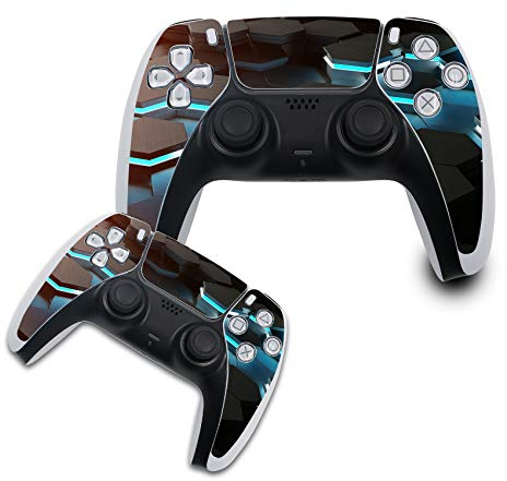 Finest Folia Schutzfolie kompatibel mit PS5 Sticker Hülle für Spiele Konsolen Controller Gehäuse Aufkleber Vinyl Folie Skin gegen Kratzer Design Cover R140 (Controller Set, Nr. 11 Hexagon)