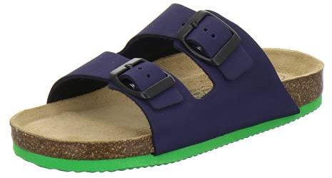 AFS-Schuhe 1100, sportliche Kinder-Pantoletten, hochwertiges, echtes Leder (38 EU, Marine Nubuk)