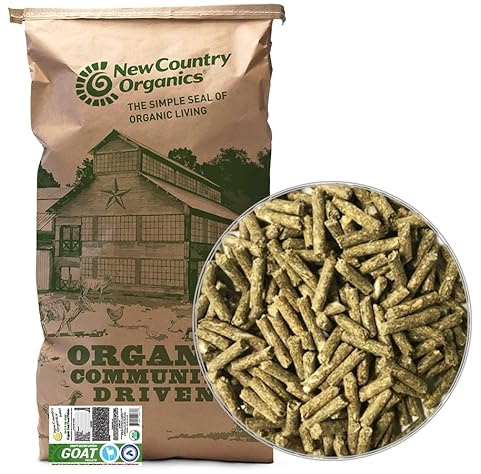 New Country Organics | Goat Feed Pellets 40lb | for All Stages of Goats | Daily Goat Food | 15% Protein | Soy-Free, Certified Organic and Non-GMO, Made in North America | 40lbs Bag