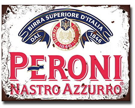 Peroni Metal Bar Signs - Fixings Included - Bar Accessories for Home Pub or Outdoor Garden Pub Wall Plaque for Man Cave Gift Ideas Beer Signs with Vintage Memorabilia sign