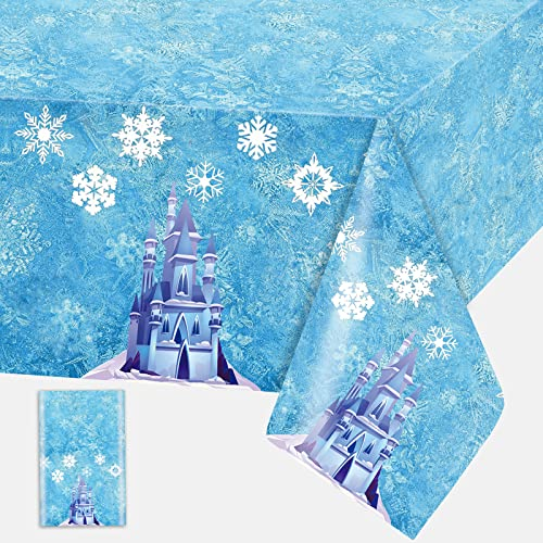 Schneeflocken Tischdecke, Einweg Schneeflocken Party Tischdecke, 108 * 54 Zoll Rechteckig Wasserdicht Dünn Plastic Tischtuch für Mädchen Schnee Weihnachten Xmas Neujahr Weiß Geburtstag Dekorationen