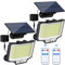 Flaow Solarlampen für Außen mit Bewegungsmelder, 200 LED Solarleuchten mit Fernbedienung, IP65 Wasserdichte, 3 Modi LED Solar Strahler für Garten mit 5M Kabel(2 Stück)
