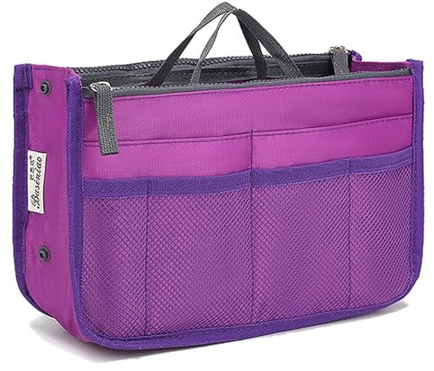 YUEMING Handtaschen Organiser, Taschenorganizer für Frauen, Kosmetikorganizer 13 Taschen Erweiterbar Liner Bag Pouch Reißverschluss Tote Organizer Wickeltasche Reisetasche mit Griff, 28x18x10cm