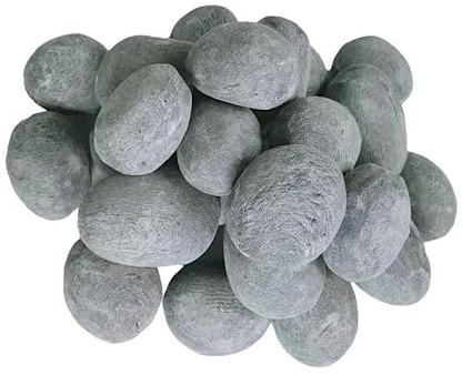 Fireplace Ceramic Pebbles 24pcs,Gas Logs,Ventless,Decoration,use Outdoor Fireplaces and Fire Pits,for Decorative Landscape Stones (Grey)