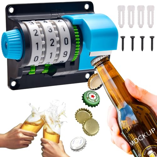Décapsuleur mural, décapsuleur avec Compteur Fonction, Accessoire Bar Exterieur, Cadeau Homme pour Papa, Amie et Collègue, Cadeaux de Noël, Accessoires de Bar pour la (A)