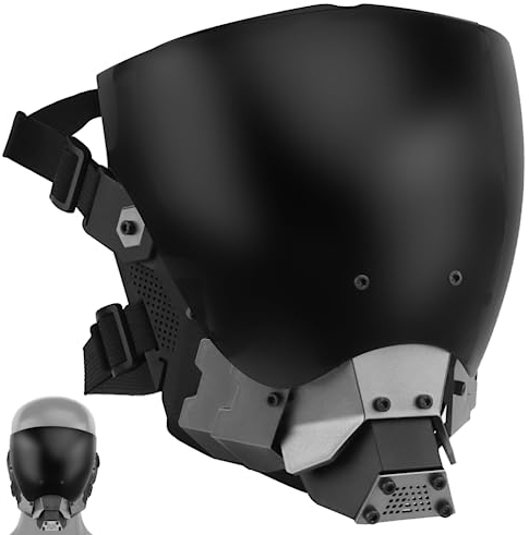 Taktische Maske für das gesamte Gesicht, Airsoft Paintball CS Wargame Cosplay Party Maske, abnehmbare Anti-Beschlag-Linse, Cyberpunk-Stil, Sturmhaube