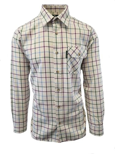 Country Classics Mens Long Sleeve Check Country Shirts (UK, Alpha, L, Regular, Regular, Doncaster Puple Green)