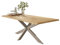 Liadomo Esstisch 160x85 Isa Natur, Baumkantentisch, Akazie Massivholz Tisch, 26mm Tischplatte Lackiert, Robust & Pflegeleicht, Unikat, Spider-Gestell Metall Silber