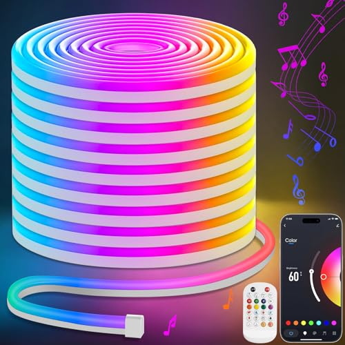 Lamomo LED Strip 20m, RGB Led Streifen mit Fernbedienung APP Steuerung, 24V Wasserdichte Flexible Dimmbar Led Leiste, Bluetooth Musik Sync Indirekte Beleuchtung Band für Party, Schlafzimmer, Spiel