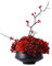 Künstliche Blumen Künstlicher Bonsai, rote Kunstblumen, Akazienbohnen-Blumenstrauß mit schwarzer Vase, verschiedene künstliche Blumen zur Dekoration Künstliche Pflanzen Blumen ( Size : Small )