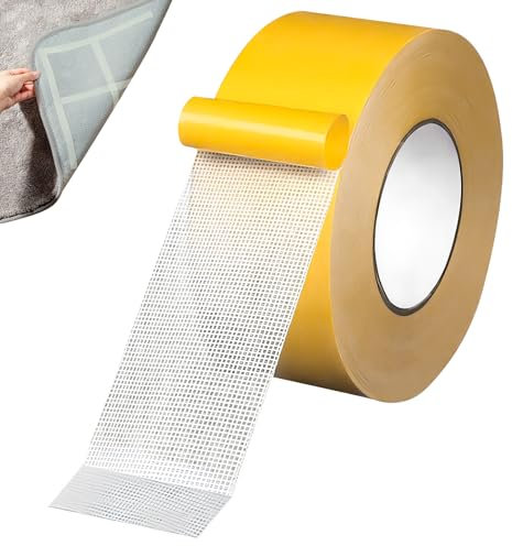Strong Adhesive Double-Sided Mesh Tape Made of Gauze Fibre, Durable Carpet Tape with Good Tenacity, Strong Adhesive Mesh Tape, Traceless, Double-Sided Adhesive Tape, Removable for Household (M)