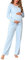 Bresdk Ensemble de Pyjama Maternité pour Femme Vêtement de Nuit pour Grossesse Hôpital Accouchement l'allaitement Hiver Chaud Bleu L